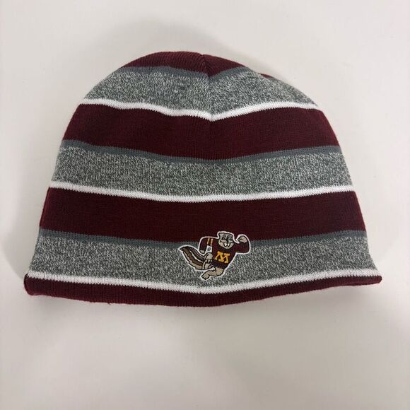 Minnesota Gophers Maroon & Grey Striped Reversible Winter Hat - Picture 1 of 6